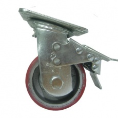 COT PU Iron Caster Wheel Swivel w/ Double Break